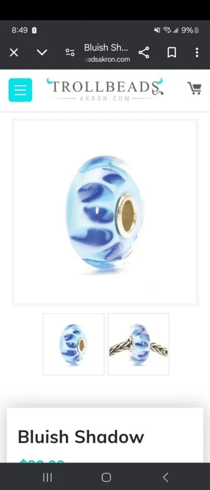 Authentic Trollbead Bluish Shadow Glass Bead EUC - Image 2 of 4