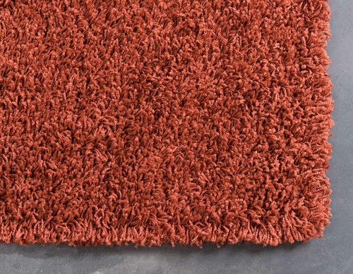 Solid Shag Collection Area Rug (3' 3" x 5' 3" Rectangle, Terracotta) - Picture 8 of 9