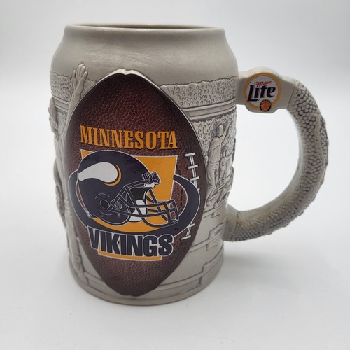 Taza de fútbol americano Minnesota Vikings Miller Lite 1999 de colección Beer Stein 26 OZ 2ª Serie - Imagen 1 de 8