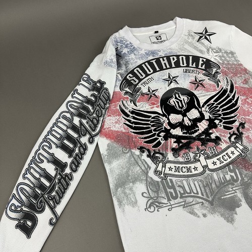 Y2K SouthPole Thermal Long Sleeve Shirt Mens Large Street Wear Skull Skater - Picture 2 of 9