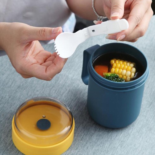 2 Pcs Breakfast Cup Microwave Soup Mug with Spoon Office Sealed Microwavable - Picture 5 of 12