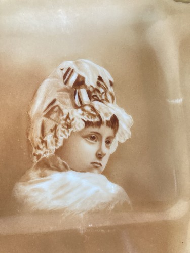Antike Haviland & Co Limoges handbemalte Serviette Klappteller mit Portrait - Bild 2 von 8