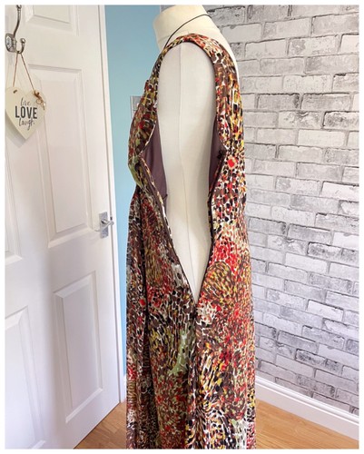 Debenhams Collection Maxi Dress Size 16 Chiffon Abstract Belted Summer Party - Picture 12 of 15