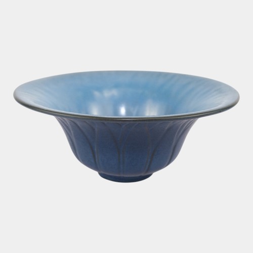 Marblehead Pottery Mottled Blue Arts And Crafts Tree Of Life Flared Rim Bowl - Picture 1 of 6