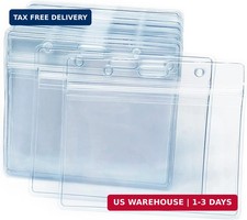 10 Pcs Clear Plastic Horizontal Name Badge ID Card Holders