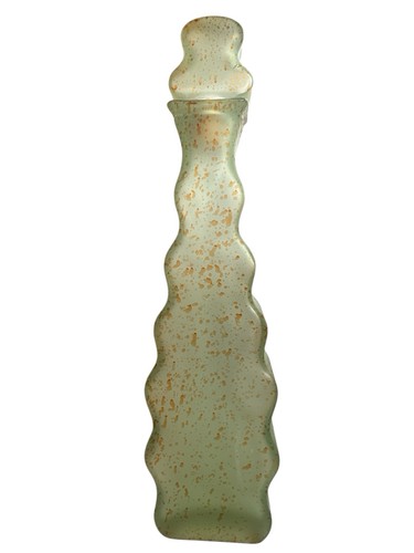 Vintage Tall Zigzag Frosted With Orange Specks Decanter W/Stopper Made In Spain - Picture 2 of 22
