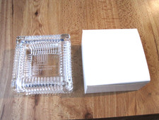 Clear Glass Trinket Box Lidded Ribbed Jewerly Keepsake 4" x 4" New in Box