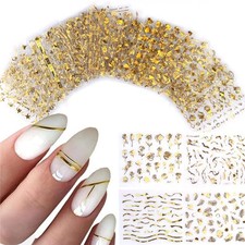 30 Sheets Gold Nail Stickers 3D Self-Adhesive Nail Decals Flower Line Lace