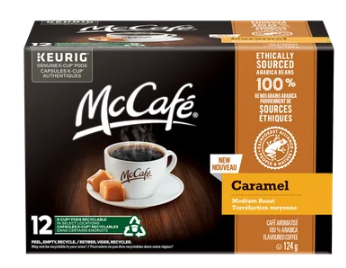 McCafe Premium Caramel Flavored, Medium Roast, K-Cup Coffee Pods, 12 Count, 124g - Picture 1 of 8