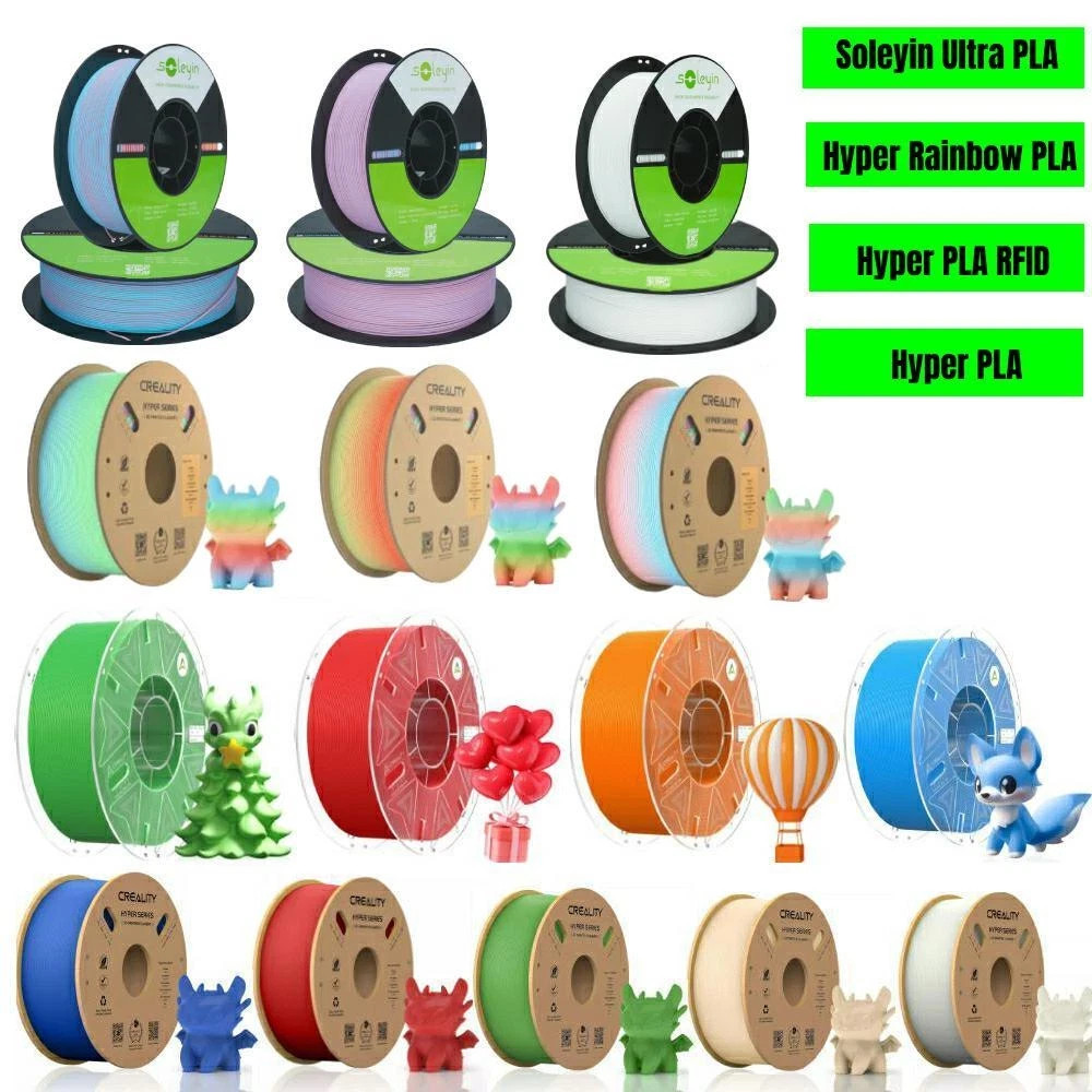 Filamento 3D Creality Sleyin/Hyper PLA CF e PETG 1,75 mm