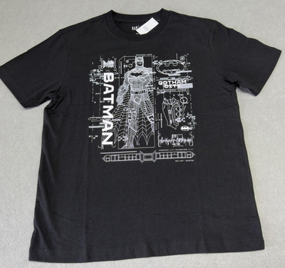 Batman Gap Shirt Mens Medium Black Gotham Blueprint Tee DC Comics $40 MSRP New M