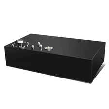 TOP-FEED BLACK ALUMINUM RACING FUEL CELL GAS TANK+CAP+LEVEL SENDER 17 GALLON/64L