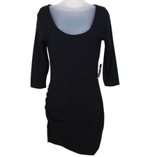 Express Womens S Dress Black Half Sleeve Ruched
