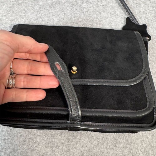 Vintage Etra Umhängetasche Damen schwarz Wildleder Leder klein Freizeit - Bild 4 von 15