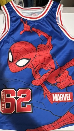 Boys Spider-Man #62 Red & Blue Jersey Short Set Size 6 Baseball Stitched Edges - Picture 2 of 10