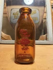 VINTAGE AMBER GLASS 1 QUART SQUARE MILK BOTTLE CENTRAL DAIRY JEFFERSON CITY MO