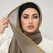 Muslim Women Long Chiffon Shawl head Wrap Stoles Headscarf Stoles Scarves Hijab