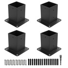 4x4 Post Base 4Pcs Post Anchor (Inner Size 3.6"x3.6") Black Powder Coated Per...