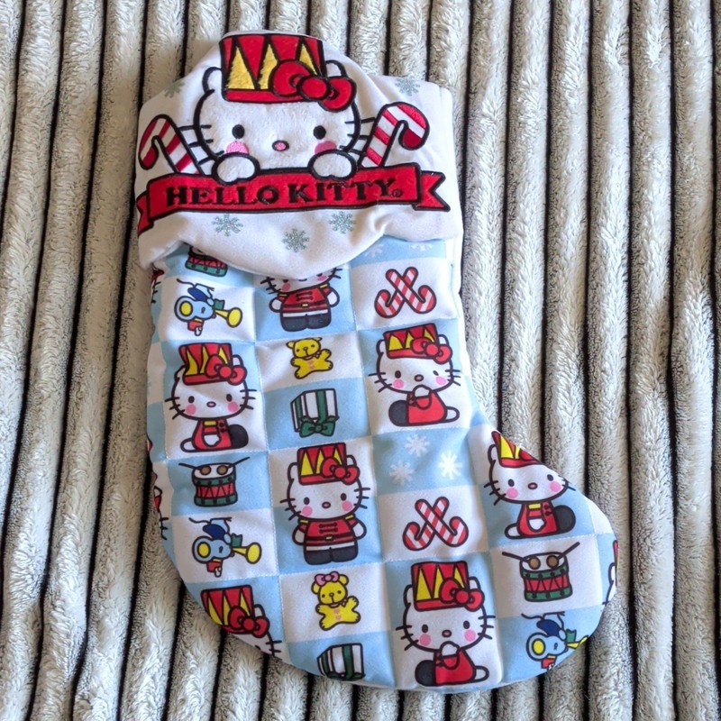 Sanrio Hello Kitty Christmas Stocking Checkered Multicolor Hanging Loop 2013