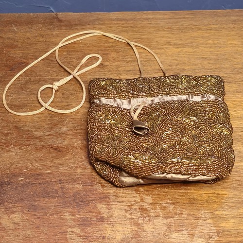 Vintage Abendtasche Gold Perlen - Bild 5 von 15