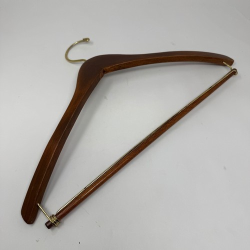 Polo Ralph Lauren Wooden Suit Hanger Brass Hook Trouser Bar Mahogany - Picture 6 of 7
