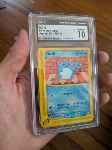 (POP 13) CGC 10 GEM MINT Marill Aquapolis 53/147 Pokémon English 2003 Card - Picture 1 of 4