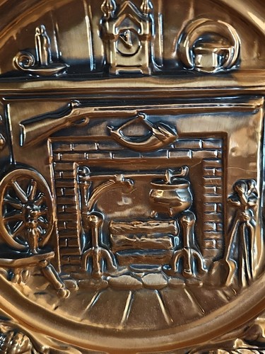 3 Coppercraft Guild Large Wall Plaques Log Cabin Scene Acorn/Leaf 19", 13", 10" - Picture 15 of 18
