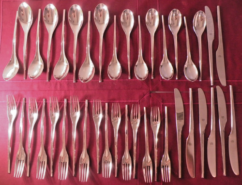 40 Piece Set Dansk Ciele Glossy Stainless Steel Flatware Service for 8