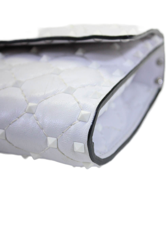 Valentino Garavani Womens Chain Rockstud Quilted Flap Crossbody Handbag White - Picture 9 of 19