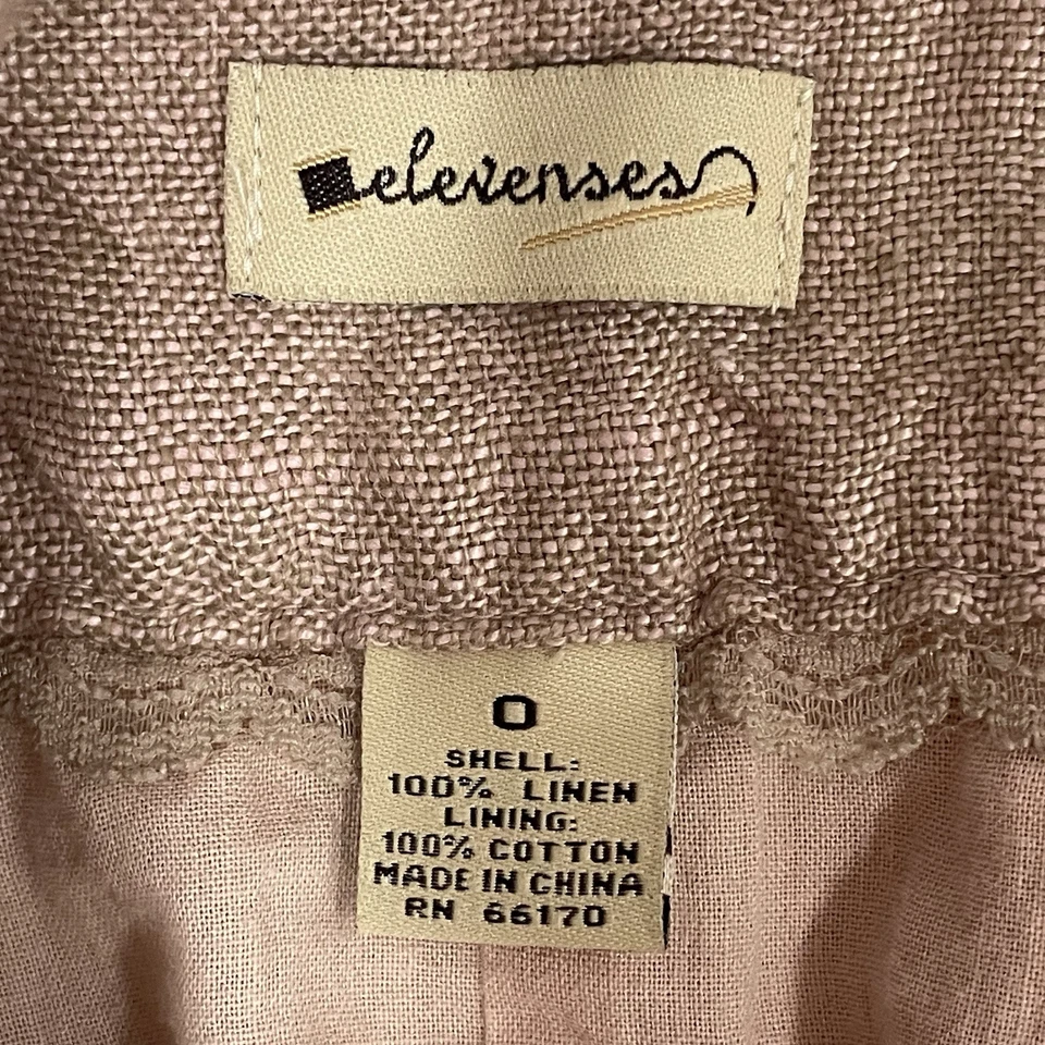 Falda Elevenses Anthropologie Beige Lino Hasta la Rodilla Algodón Bolsillos Línea A 0 Foto 3 de 4