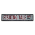 Fishing Tale Way Novelty Distressed Sign, Personalized Wood Sign