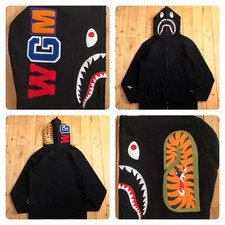 BAPE WGM Shark Full Zip Hoodie Black A Bathing Ape Size L