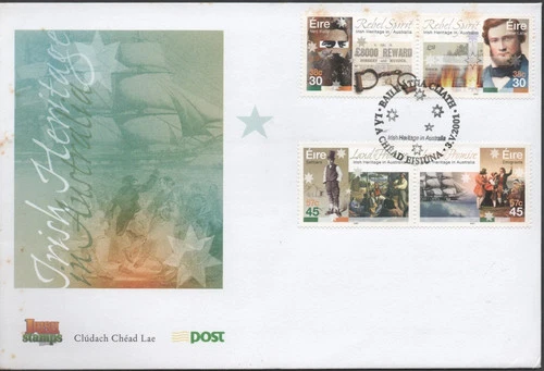 IRELAND IRISH HERITAGE IN AUSTRALIA SET OFFICIAL CACHET FDC+INFO CARD 2001 UNADD