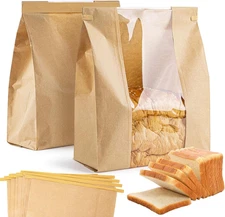 50 Bread Bags with Reusable Ties - Homemade Sourdough Bread Storage Bags Brown P
