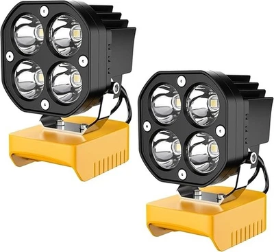 AZOCEK 40W 6000LM Flashlight 2-Pack ，LED Work Light Compatible with Dewalt 20V Battery