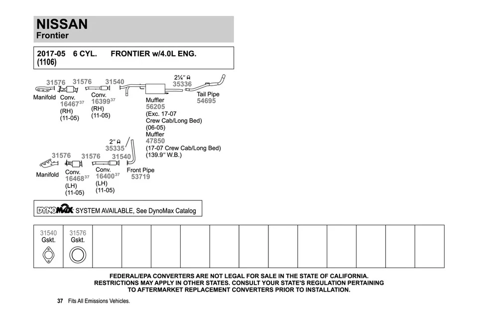 For Nissan Frontier 2005-2017 Walker 53719 Aluminized Steel Exhaust Front Pipe - Image 3 of 4