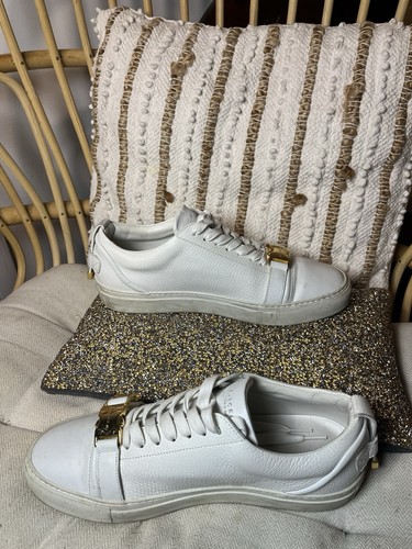 Buscemi Mens Sneakers White with Gold Buckle Made in Italy Size 45 (us 12 ) - Picture 3 of 10