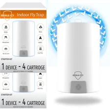 Pack of 2 Fly Trap Indoor Insect Killer UV Light Plug-In (2 Device + 8 Refills)