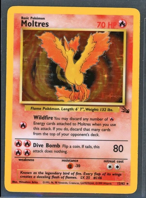 Pokemon Cards - Moltres 12/62 Fossil Set Holo - eBay Live Fri 11th Jul 8:30pm