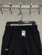 NWT Under Armour Pants Men M Black UA Legacy Crinkle Pants Track Loose Softshell