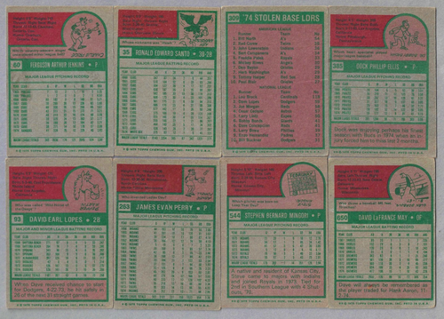 1975 Topps #60 Jenkins Santo Ellis Lopes Perry May 8 cards FREE Shipping - Picture 2 of 2