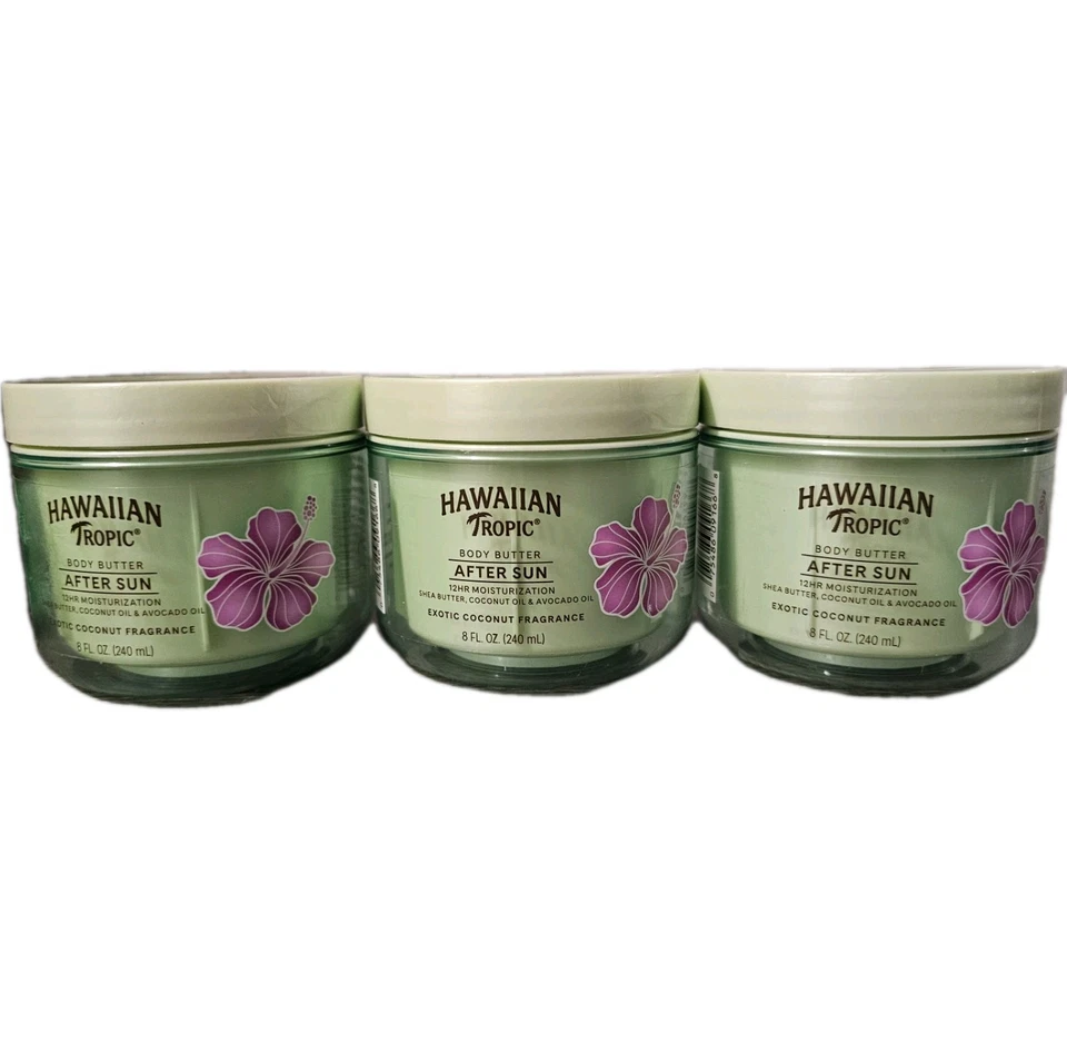 (3) Manteca corporal Hawaiian Tropic After Sun con aceite de coco, 8 oz x 3, tamaño completo  Foto 2 de 4