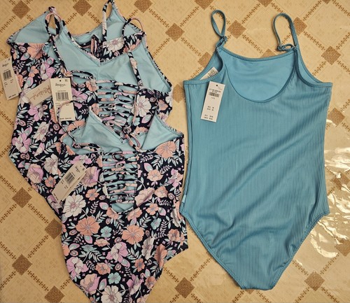 Lot Of 4 Girls Brand New Bathing Suits.  1 Abercrombie Size 11/12. 3 Same. - Picture 1 of 6