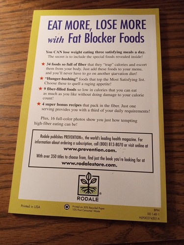 Prevention Health Book, Fat Blocker Foods 2000, Rodale Inc Free Shipping - Picture 2 of 3