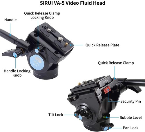 Sirui ST-125 5-Section Carbon Fiber Tripod & VA-5 Ultra-Compact Video Head Kit - Picture 3 of 6