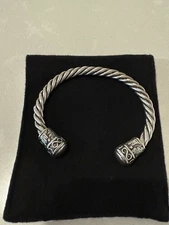 Custom Made  Sterling Silver Men’s Cuff Viking Torc Oak Leaf Bracelet 65 Grams