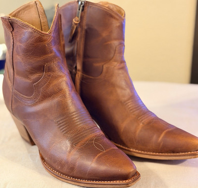 Tecovas Women s The Daisy Brown Leather Western Ankle Boots Pointed Toe Side Zip