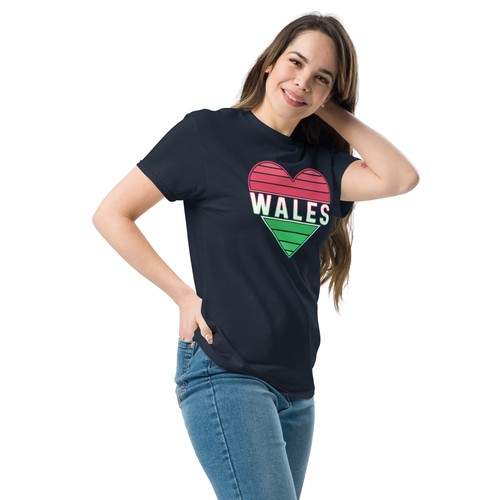 Wales Heart Flag T-Shirt, Unisex Welsh Heritage Pride Tee, European Vacation Tee - Picture 10 of 16