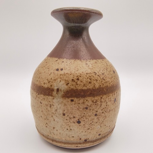 Jarrón vintage Studio Art Pottery Bud esmalte tono tierra moteado 1983 AGC Grose - Imagen 5 de 10