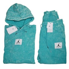 Nike Air Jordan Men's Flight Sweatsuit Statement Fleece Tracksuit Teal Green NWT